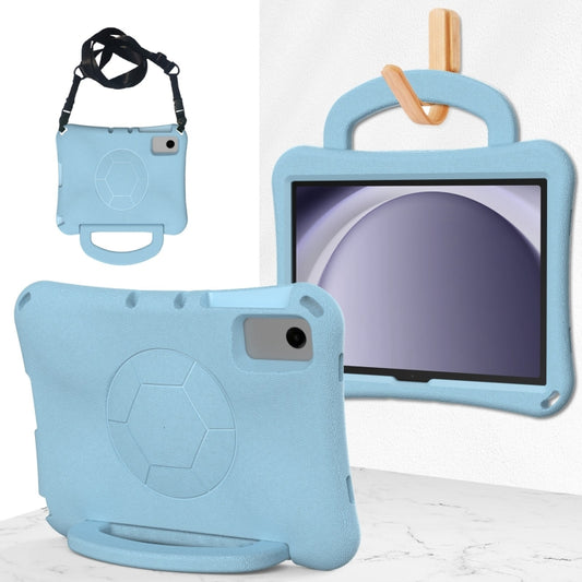 For Samsung Galaxy Tab A11+ / A9+ Handle Football Shaped EVA Shockproof Tablet Case(Light Blue) by bashfashion