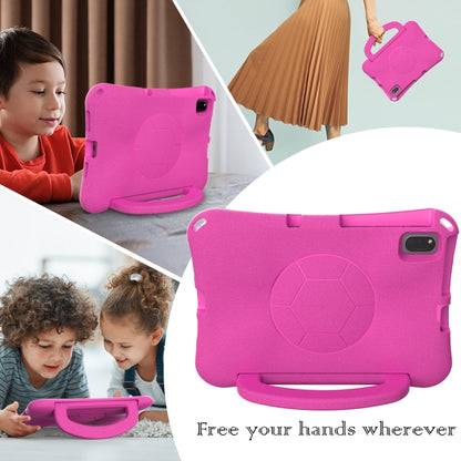 For Samsung Galaxy Tab S6 Lite 10.4 2024 Handle Football Shaped EVA Shockproof Tablet Case(Rose Red) by bashfashion