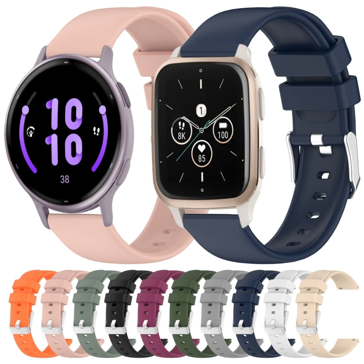 For Garmin Vivoactive 5 20mm Smooth Solid Color Silicone Watch Band(White) by bashfashion