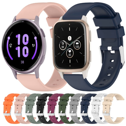 For Garmin Vivoactive 5 20mm Smooth Solid Color Silicone Watch Band(White) by bashfashion