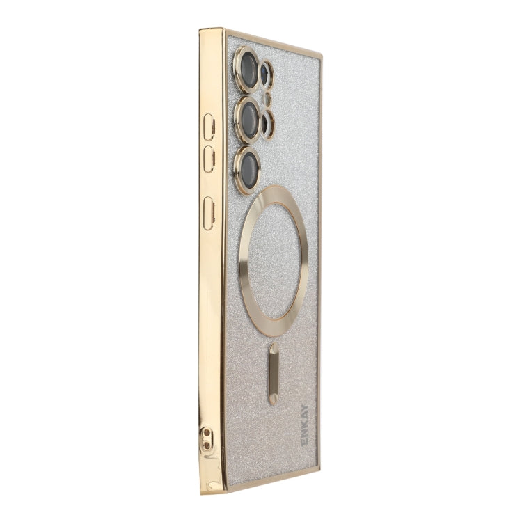 For Samsung Galaxy S25 Ultra 5G ENKAY Hat-Prince Magnetic Glitter Plated TPU Phone Case with Lens Film(Golden) by ENKAY