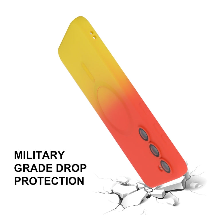 For Samsung Galaxy S23 5G ENKAY Hat-Prince MagSafe Rainbow Gradient Silicone Phone Case with Lens Film(Green Blue) by ENKAY