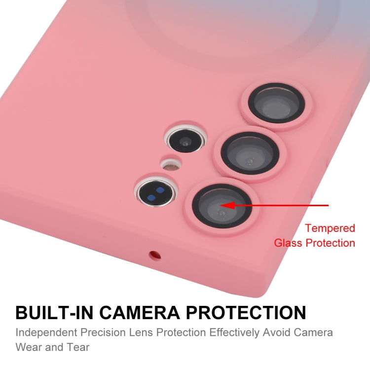 For Samsung Galaxy S23 Ultra 5G ENKAY Hat-Prince MagSafe Rainbow Gradient Silicone Phone Case with Lens Film(Purple Blue) by ENKAY