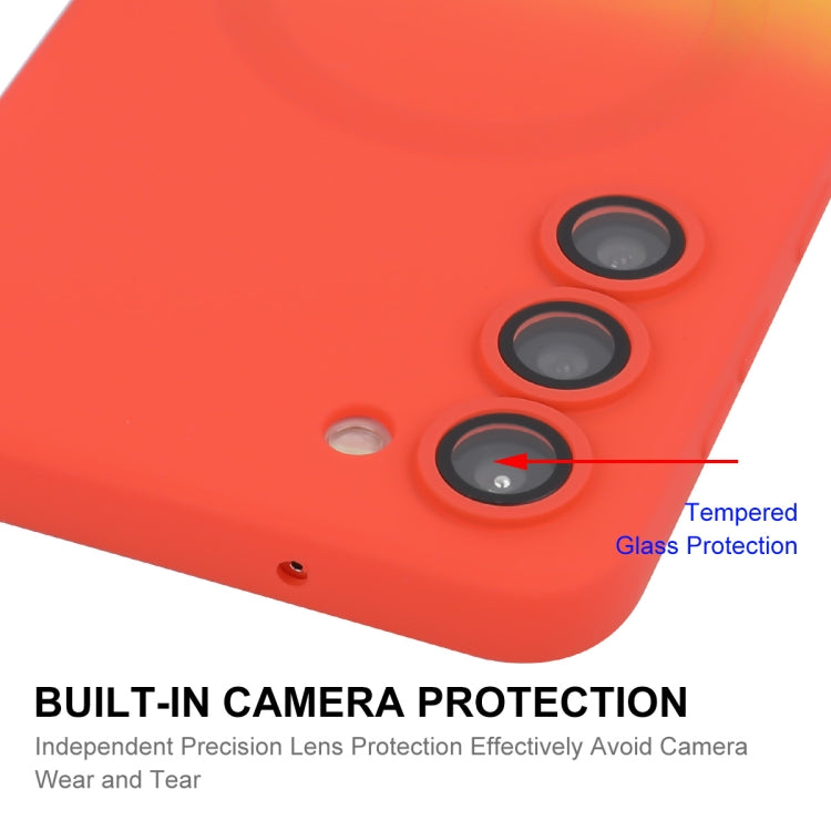 For Samsung Galaxy S24 5G ENKAY Hat-Prince MagSafe Rainbow Gradient Silicone Phone Case with Lens Film(Orange Yellow) by ENKAY