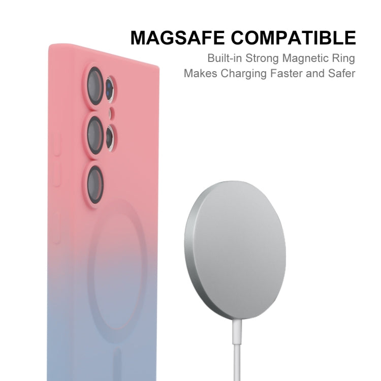 For Samsung Galaxy S24 Ultra 5G ENKAY Hat-Prince MagSafe Rainbow Gradient Silicone Phone Case with Lens Film(Orange Yellow) by ENKAY