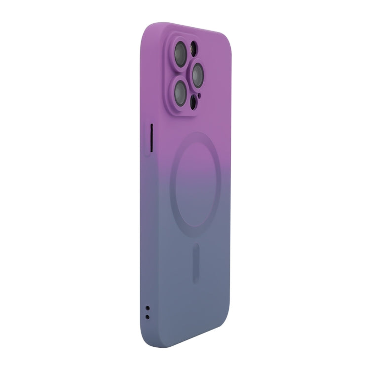 For iPhone 15 Pro ENKAY Hat-Prince MagSafe Rainbow Gradient Silicone Phone Case with Lens Film(Purple Blue) by ENKAY