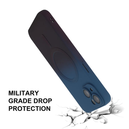 For iPhone 15 ENKAY Hat-Prince MagSafe Rainbow Gradient Silicone Phone Case with Lens Film(Green Blue) by ENKAY