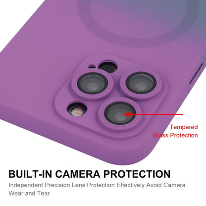 For iPhone 16 Pro ENKAY Hat-Prince MagSafe Rainbow Gradient Silicone Phone Case with Lens Film(Purple Blue) by ENKAY