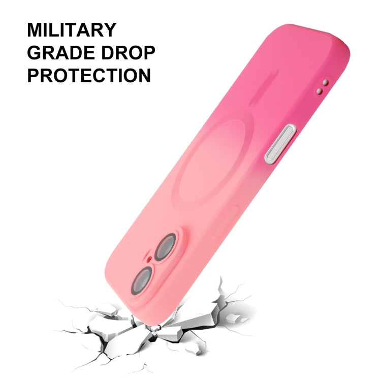 For iPhone 16 ENKAY Hat-Prince MagSafe Rainbow Gradient Silicone Phone Case with Lens Film(Purple Blue) by ENKAY