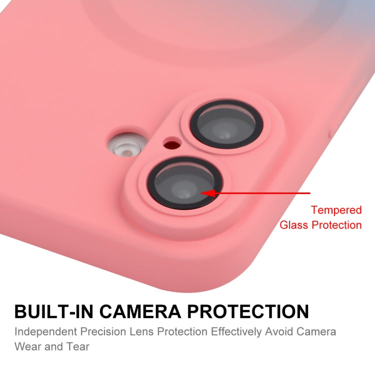 For iPhone 16 Plus ENKAY Hat-Prince MagSafe Rainbow Gradient Silicone Phone Case with Lens Film(Pink Rose) by ENKAY