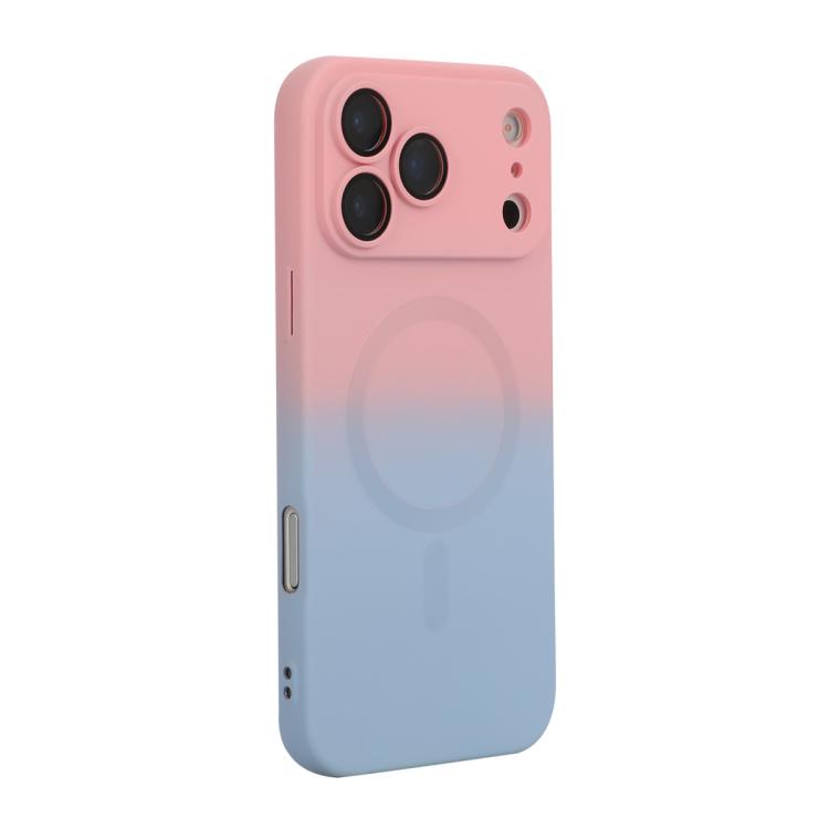 For iPhone 17 Pro Max ENKAY Hat-Prince MagSafe Rainbow Gradient Silicone Phone Case with Lens Film(Pink Blue) by ENKAY