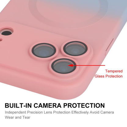 For iPhone 17 Pro Max ENKAY Hat-Prince MagSafe Rainbow Gradient Silicone Phone Case with Lens Film(Pink Blue) by ENKAY