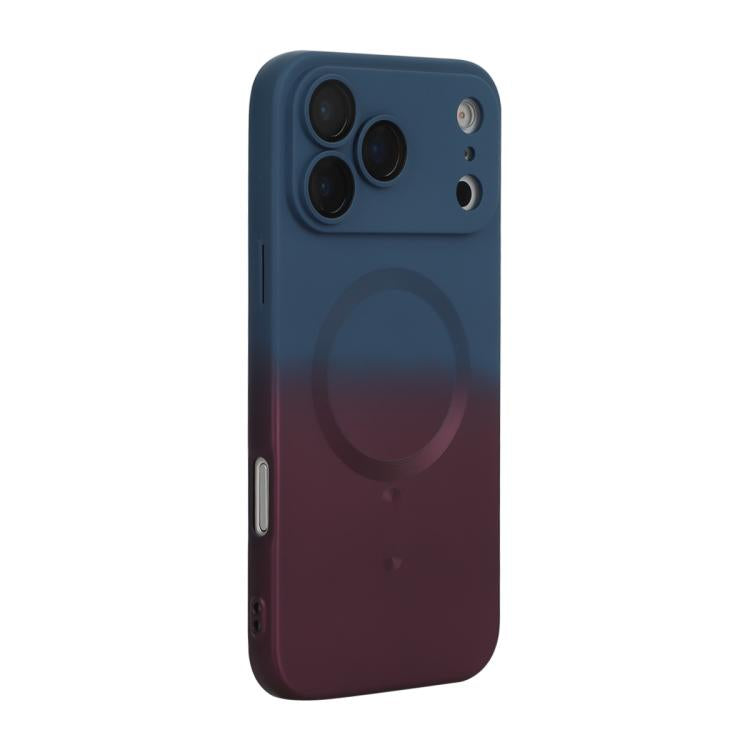 For iPhone 17 Pro ENKAY Hat-Prince MagSafe Rainbow Gradient Silicone Phone Case with Lens Film(Dark Blue) by ENKAY