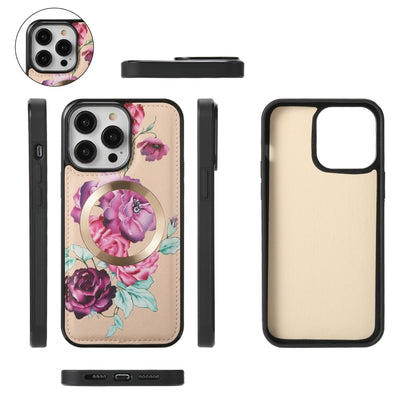 For iPhone 14 Pro Max Flower Multi-functional Crossbody Zipper Wallet MagSafe Leather Phone Case(Yellow) by bashfashion
