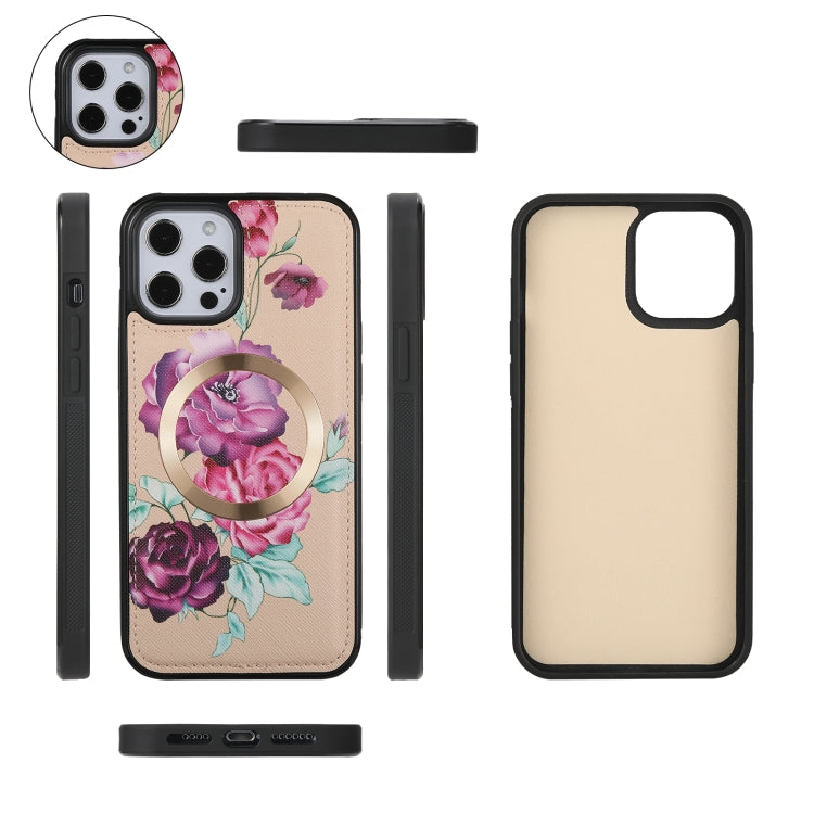 For iPhone 12 Pro Max Flower Multi-functional Crossbody Zipper Wallet MagSafe Leather Phone Case(Yellow) by bashfashion
