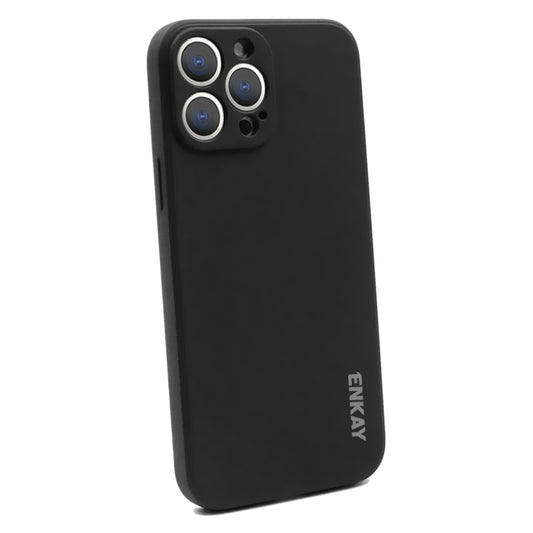 For iPhone 15 Pro Max ENKAY Liquid Silicone Soft Shockproof Phone Case(Black) by ENKAY