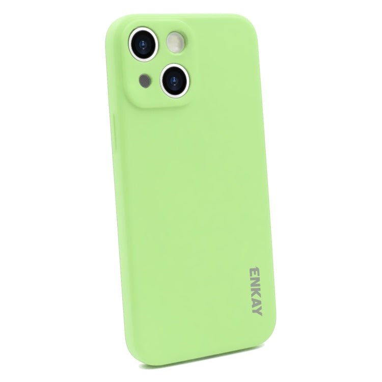 For iPhone 15 ENKAY Liquid Silicone Soft Shockproof Phone Case(Light Green) by ENKAY