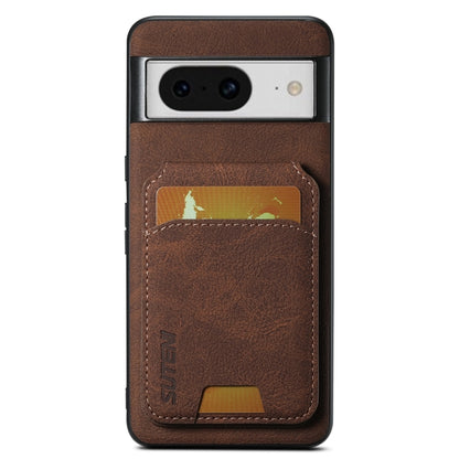 For Google Pixel 8 Suteni H02 Litchi Leather Card Wallet Stand Back Phone Case(Brown) by Suteni