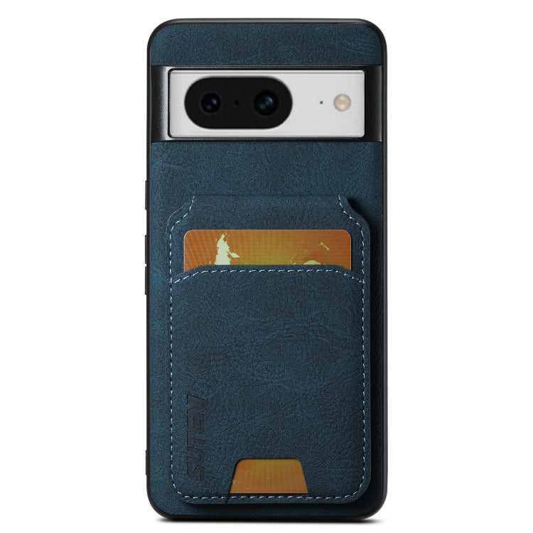 For Google Pixel 8 Suteni H02 Litchi Leather Card Wallet Stand Back Phone Case(Blue) by Suteni
