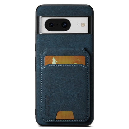 For Google Pixel 8 Suteni H02 Litchi Leather Card Wallet Stand Back Phone Case(Blue) by Suteni