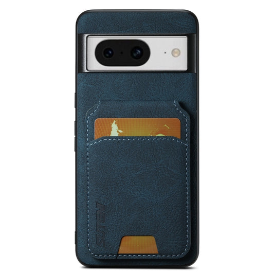 For Google Pixel 8 Suteni H02 Litchi Leather Card Wallet Stand Back Phone Case(Blue) by Suteni