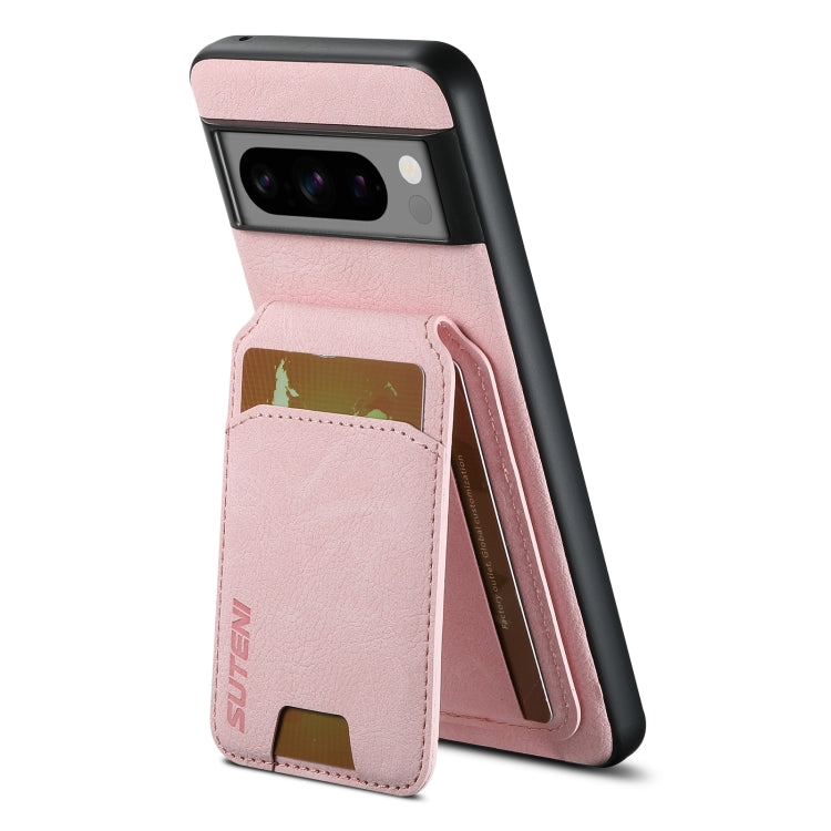 For Google Pixel 8 Suteni H02 Litchi Leather Card Wallet Stand Back Phone Case(Pink) by Suteni