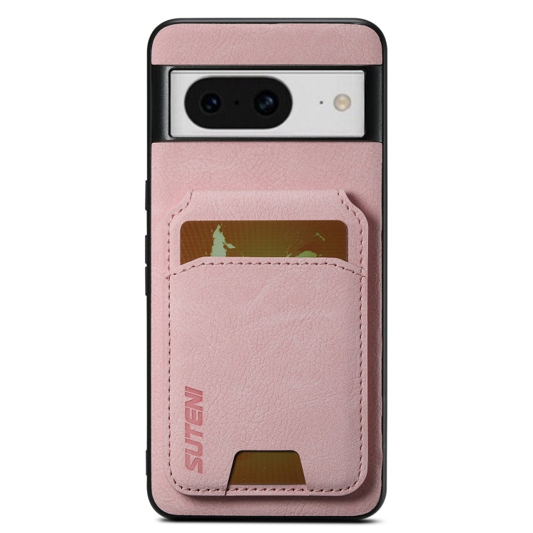 For Google Pixel 8 Suteni H02 Litchi Leather Card Wallet Stand Back Phone Case(Pink) by Suteni
