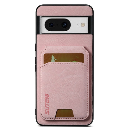 For Google Pixel 8 Suteni H02 Litchi Leather Card Wallet Stand Back Phone Case(Pink) by Suteni