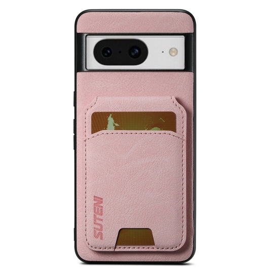 For Google Pixel 8 Suteni H02 Litchi Leather Card Wallet Stand Back Phone Case(Pink) by Suteni