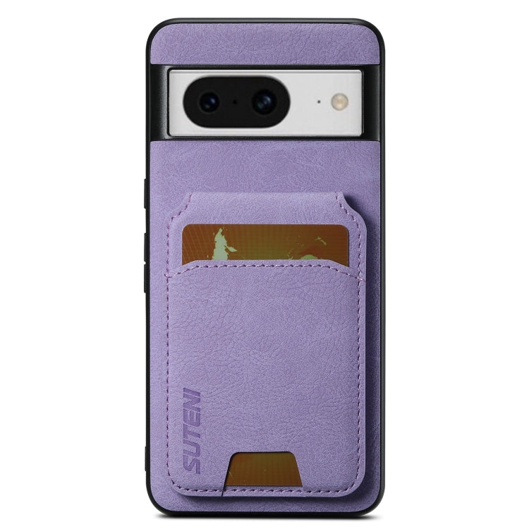 For Google Pixel 8 Suteni H02 Litchi Leather Card Wallet Stand Back Phone Case(Purple) by Suteni