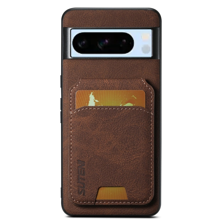 For Google Pixel 8 Pro Suteni H02 Litchi Leather Card Wallet Stand Back Phone Case(Brown) by Suteni