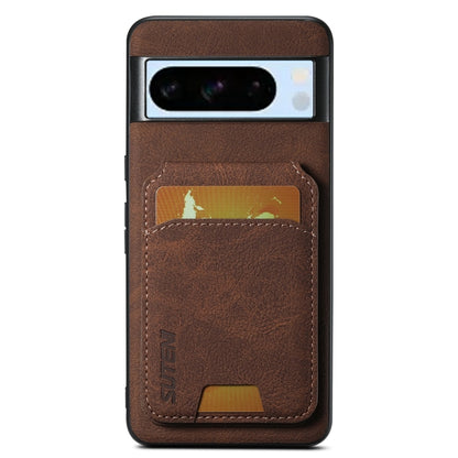 For Google Pixel 8 Pro Suteni H02 Litchi Leather Card Wallet Stand Back Phone Case(Brown) by Suteni
