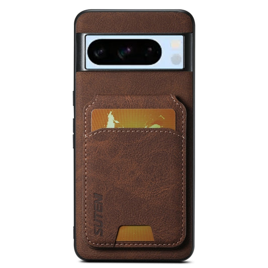 For Google Pixel 8 Pro Suteni H02 Litchi Leather Card Wallet Stand Back Phone Case(Brown) by Suteni