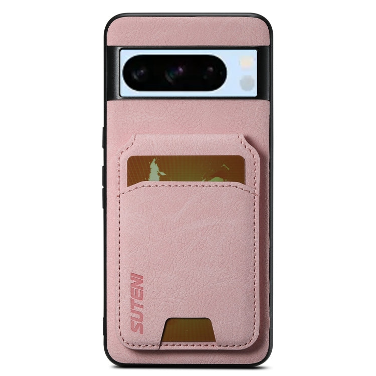 For Google Pixel 8 Pro Suteni H02 Litchi Leather Card Wallet Stand Back Phone Case(Pink) by Suteni