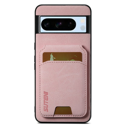 For Google Pixel 8 Pro Suteni H02 Litchi Leather Card Wallet Stand Back Phone Case(Pink) by Suteni
