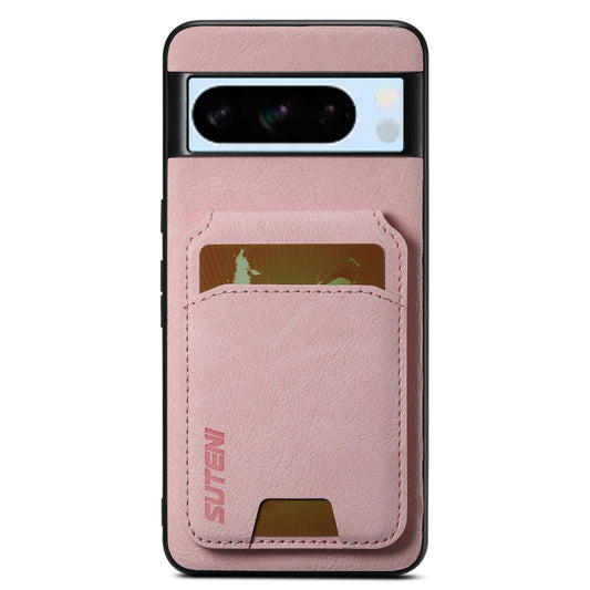 For Google Pixel 8 Pro Suteni H02 Litchi Leather Card Wallet Stand Back Phone Case(Pink) by Suteni