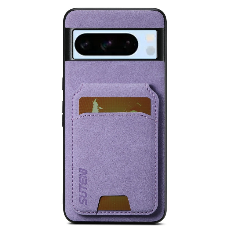 For Google Pixel 8 Pro Suteni H02 Litchi Leather Card Wallet Stand Back Phone Case(Purple) by Suteni