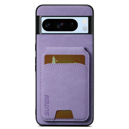 For Google Pixel 8 Pro Suteni H02 Litchi Leather Card Wallet Stand Back Phone Case(Purple) by Suteni