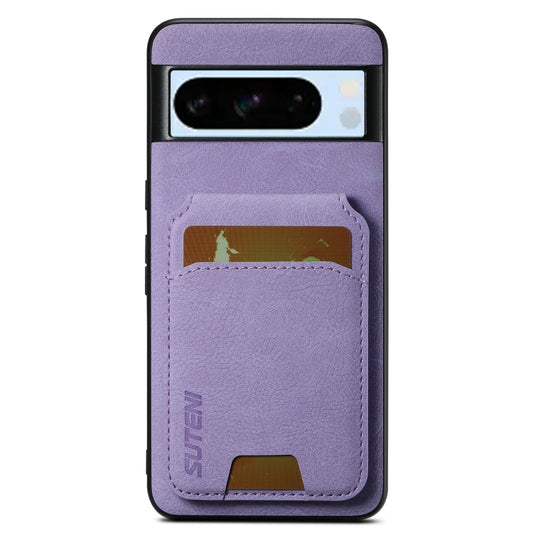 For Google Pixel 8 Pro Suteni H02 Litchi Leather Card Wallet Stand Back Phone Case(Purple) by Suteni
