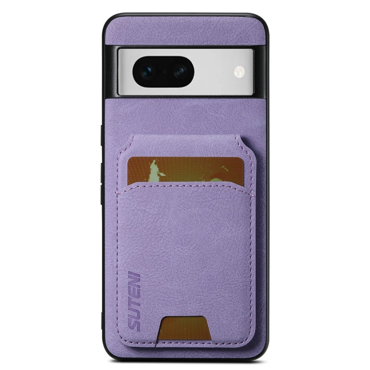 For Google Pixel 8a Suteni H02 Litchi Leather Card Wallet Stand Back Phone Case(Purple) by Suteni