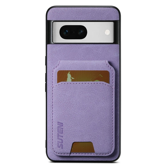 For Google Pixel 8a Suteni H02 Litchi Leather Card Wallet Stand Back Phone Case(Purple) by Suteni