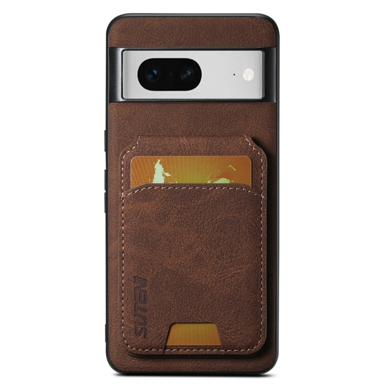For Google Pixel 7 Suteni H02 Litchi Leather Card Wallet Stand Back Phone Case(Brown) by Suteni