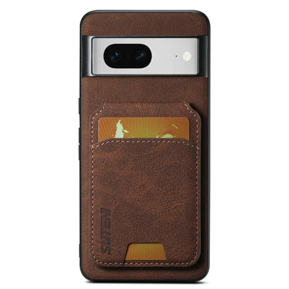 For Google Pixel 7 Suteni H02 Litchi Leather Card Wallet Stand Back Phone Case(Brown) by Suteni