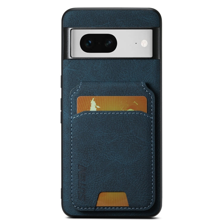 For Google Pixel 7 Suteni H02 Litchi Leather Card Wallet Stand Back Phone Case(Blue) by Suteni