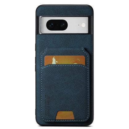 For Google Pixel 7 Suteni H02 Litchi Leather Card Wallet Stand Back Phone Case(Blue) by Suteni