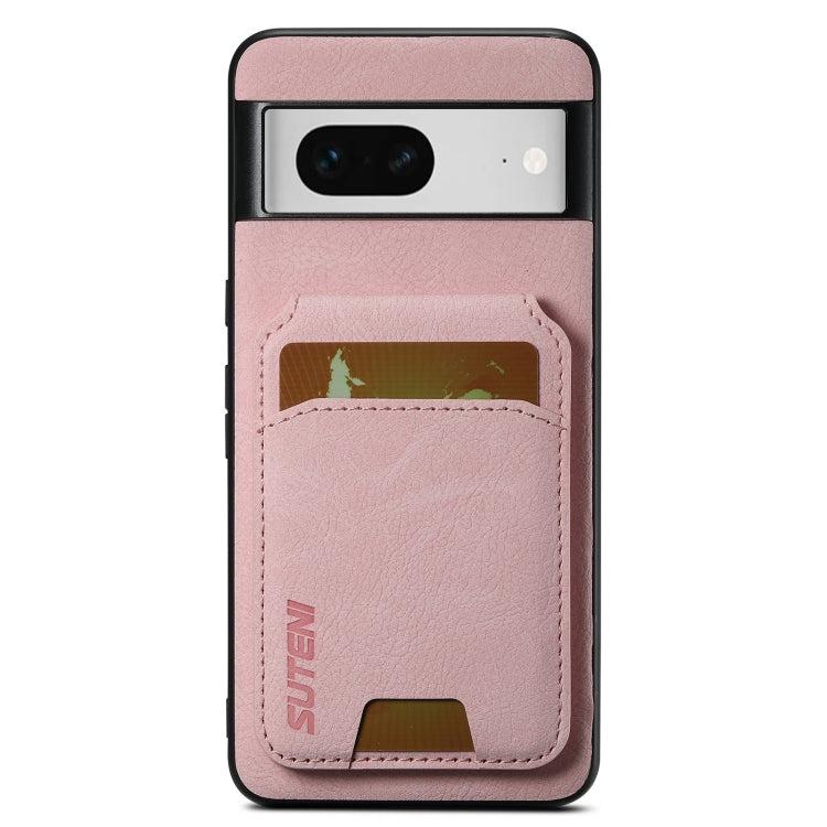 For Google Pixel 7 Suteni H02 Litchi Leather Card Wallet Stand Back Phone Case(Pink) by Suteni