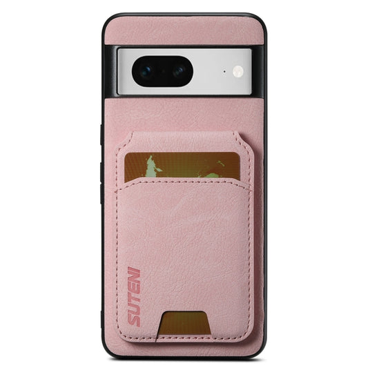 For Google Pixel 7 Suteni H02 Litchi Leather Card Wallet Stand Back Phone Case(Pink) by Suteni