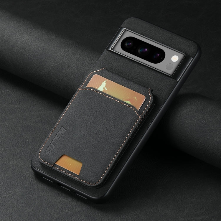 For Google Pixel 7a Suteni H02 Litchi Leather Card Wallet Stand Back Phone Case(Black) by Suteni