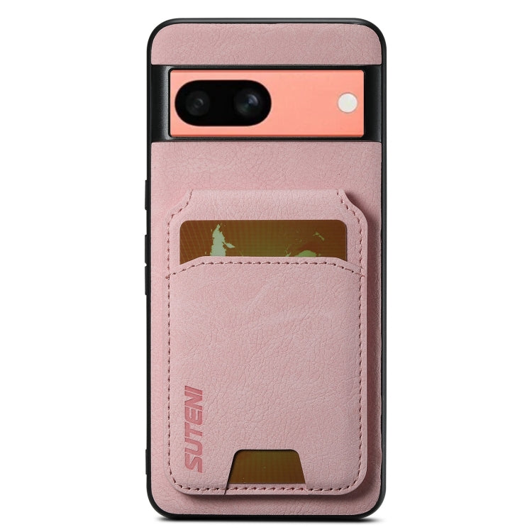 For Google Pixel 7a Suteni H02 Litchi Leather Card Wallet Stand Back Phone Case(Pink) by Suteni