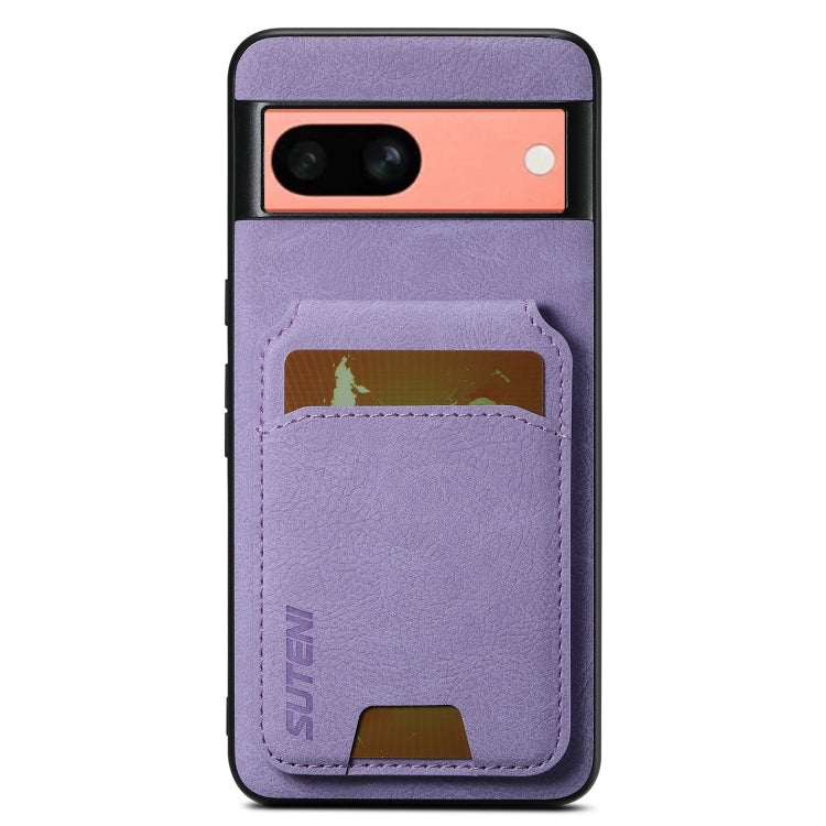 For Google Pixel 7a Suteni H02 Litchi Leather Card Wallet Stand Back Phone Case(Purple) by Suteni
